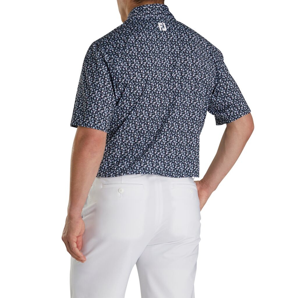 FootJoy Lisle Flower Print Navy | Polo 